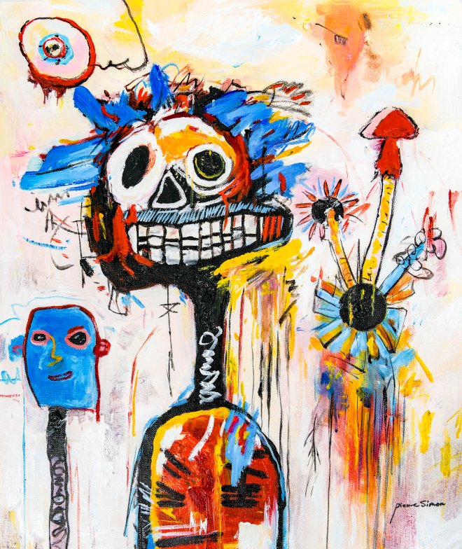 Blue Flame Skull 50 x 40 cm